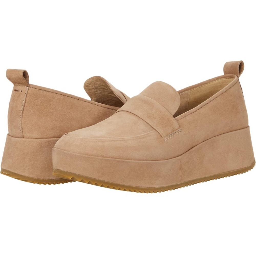 New Eileen Fisher, Earth Tumbled Nubuck Platform Loafer, Size 8.5